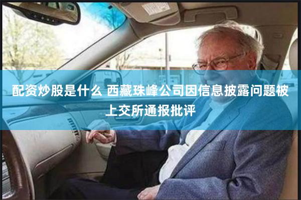 配资炒股是什么 西藏珠峰公司因信息披露问题被上交所通报批评