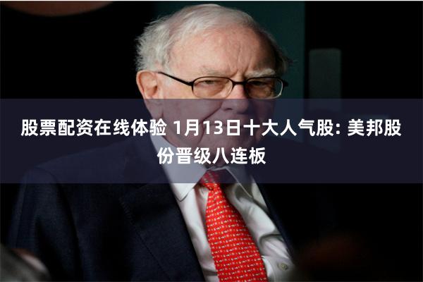 股票配资在线体验 1月13日十大人气股: 美邦股份晋级八连板